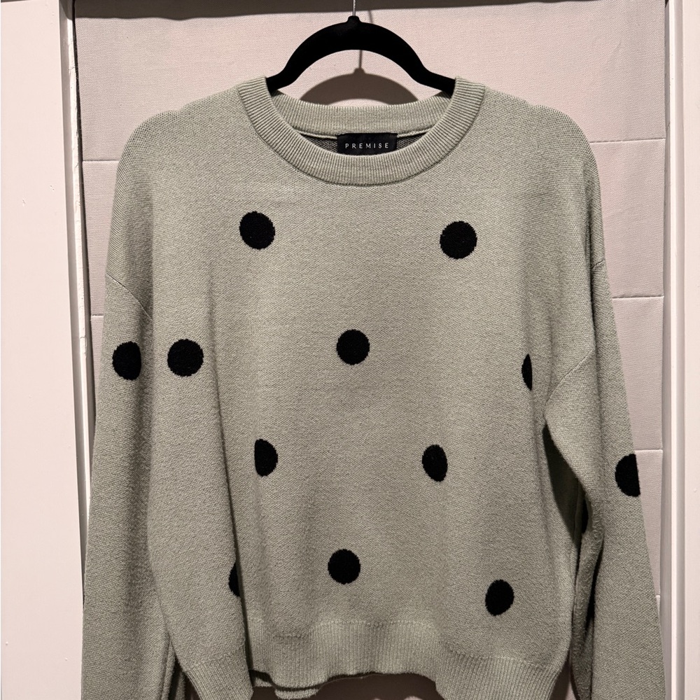 Premise Sage Polka Dot Sweater